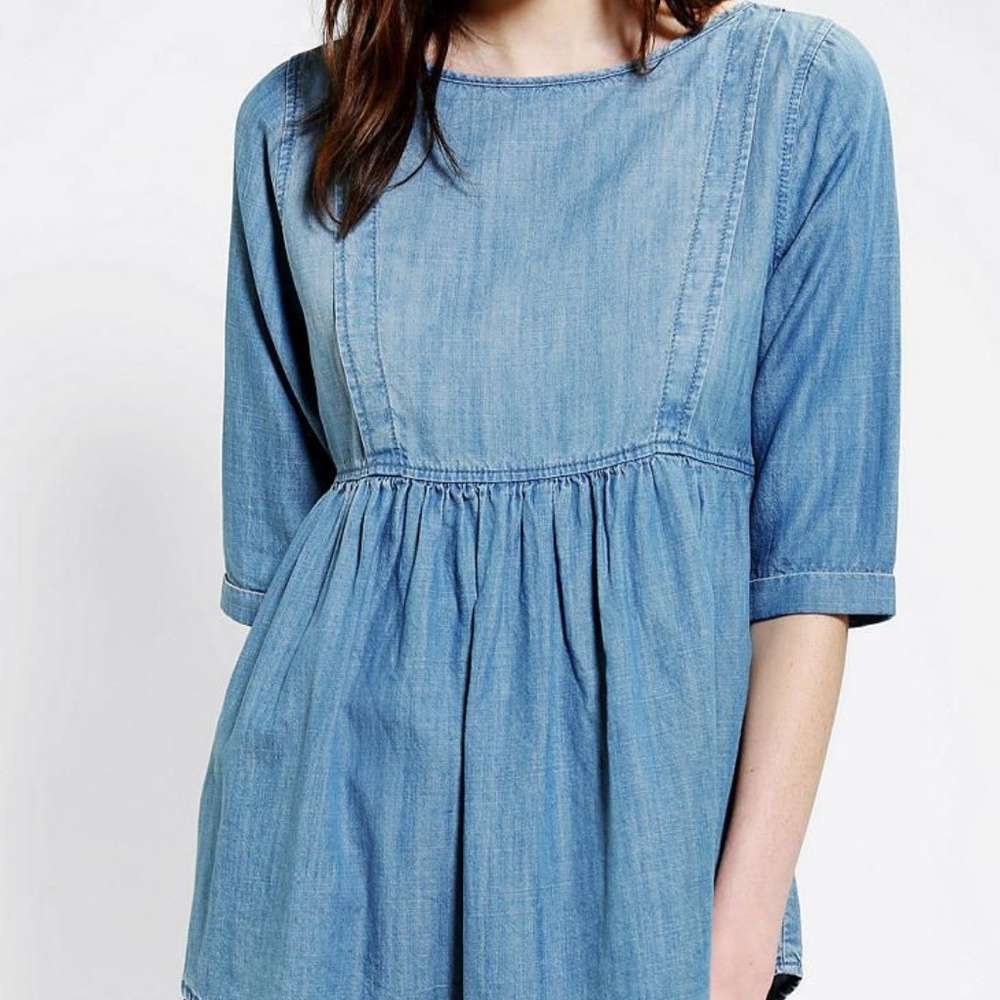 Urban Outfitters Babydoll Peplum Denim Top